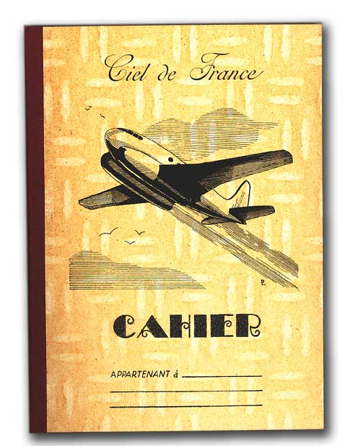 French Journal Diary Vintage Plane Unlined Blank Book
