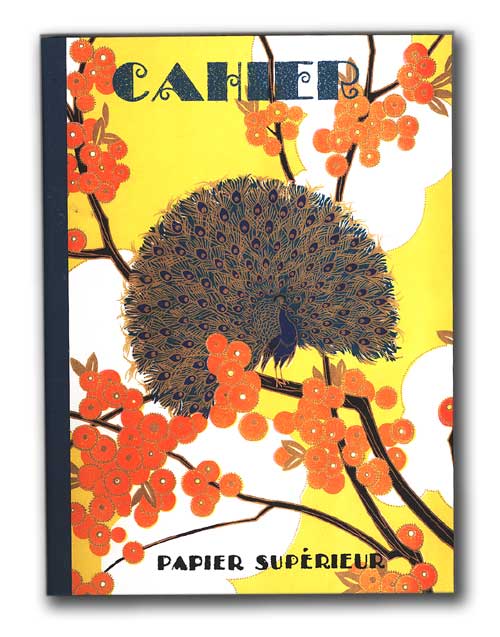 French Journal Diary Peacock Flower Unlined Blank Book